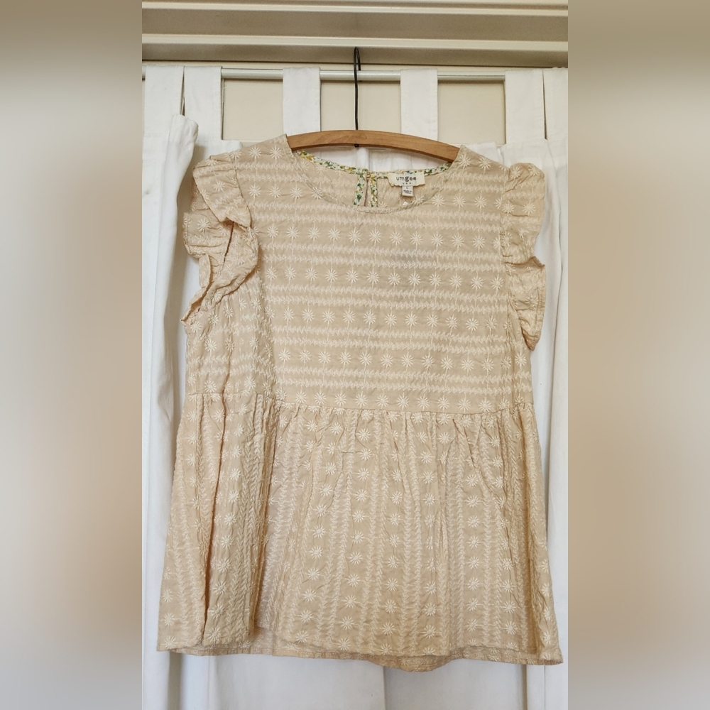 Umgee Beige Lace Babydoll Top